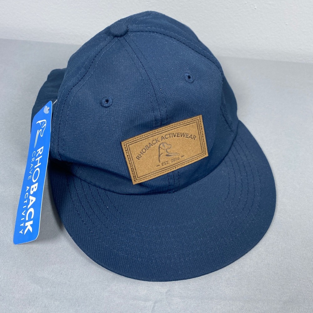 Rhoback Performance Hat Mens Golf OSFA‎ Navy Blue The Hawk Adjustable Strap Cap